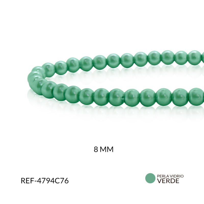 Perla vidrio redonda 8mm verde a / x sarta / Ref-4794C76
