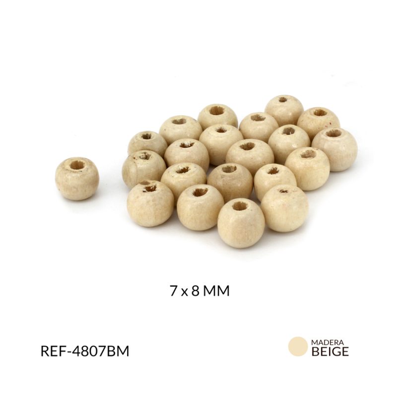 Bola madera beige marfil 7x8mm / paquete x 125 gramos / Ref-4807BM