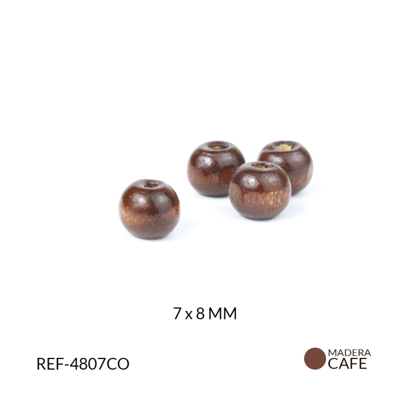 Bola madera cafe oscuro 7*8MM / paquete x 125 gramos / Ref-4807CO / Ref-4807CO