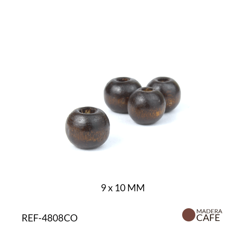 BOLA MADERA CAFE OSCURO 9*10MM / paquete x 125 gramos / REF-4808CO