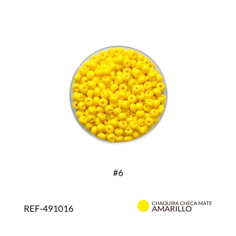 Chaquira checa mate amarillo #6 / paquete x 25 gramos / Ref-491016P 