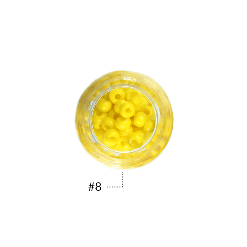 Chaquira checa mate amarillo #8 / paquete x 25 gramos / Ref-491018P