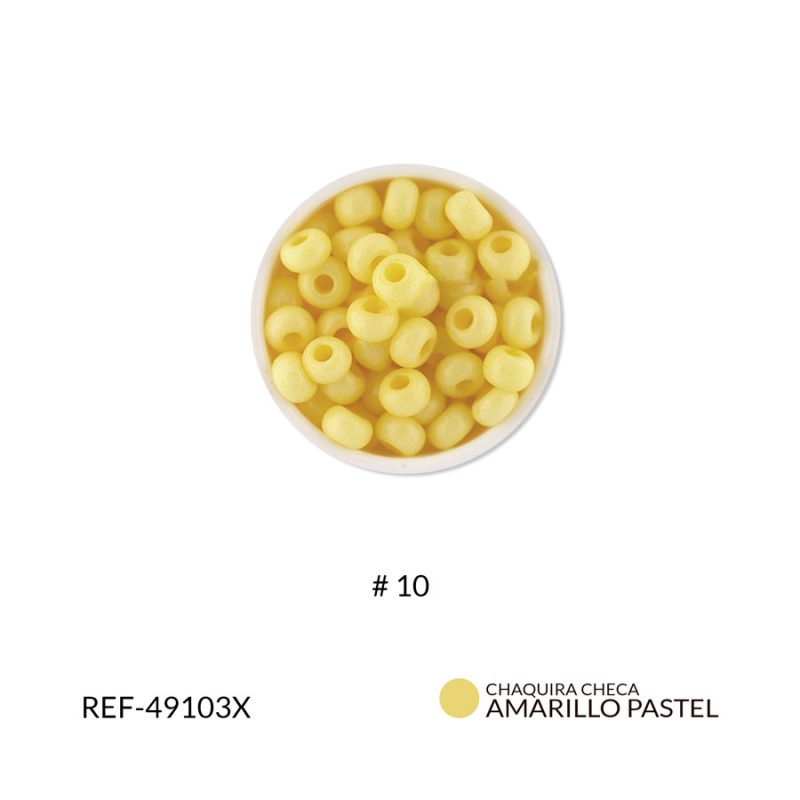 Chaquira checa mate amarillo pastel #10 / paquete x 25 gramos / Ref-49103XP / Ref-49103XP
