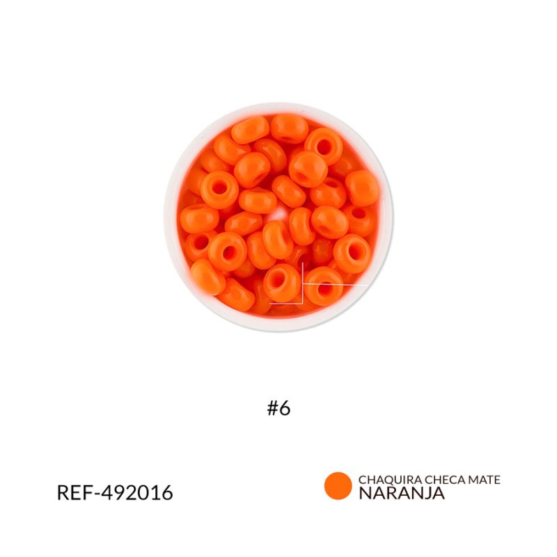 Chaquira checa mate naranja fuerte #6 / paquete x 25 gramos / Ref-492016P