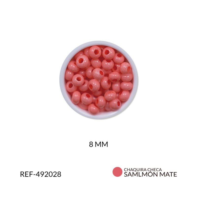 Chaquira checa mate salmon #8 / paquete x 25 gramos / REF-492028P