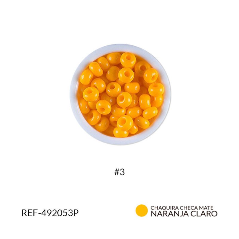 Chaquira checa mate naranja claro #3 / paquete x 25 gramos / REF-492053P
