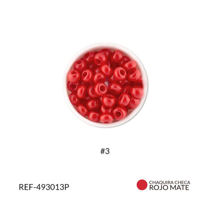 Chaquira checa mate rojo #3 / paquete x 25 gramos / REF-493013P