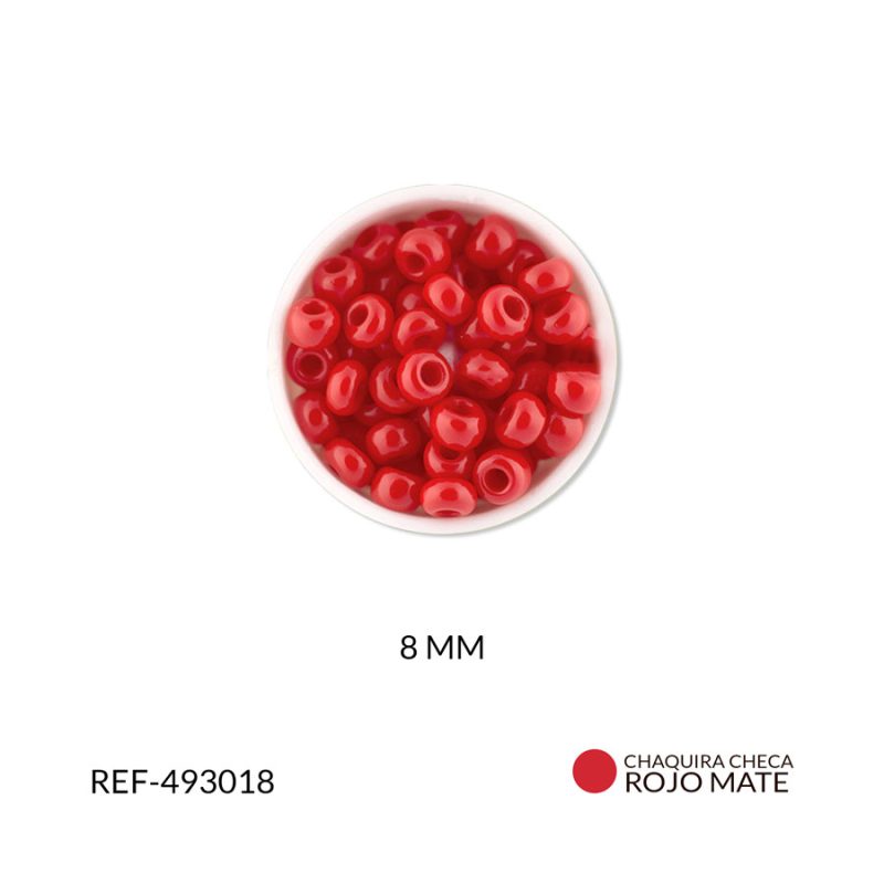 Chaquira checa mate rojo #8 / paquete x 25 gramos / Ref-493018P