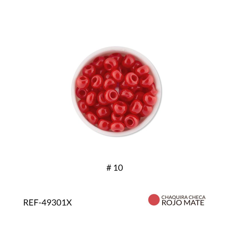 Chaquira checa mate rojo #10 / paquete x 25 gramos / Ref-49301XP / REF-49301XP