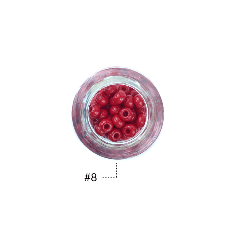 Chaquira checa mate roja siam #8 /paquete x 25 gramos / REF-493028P