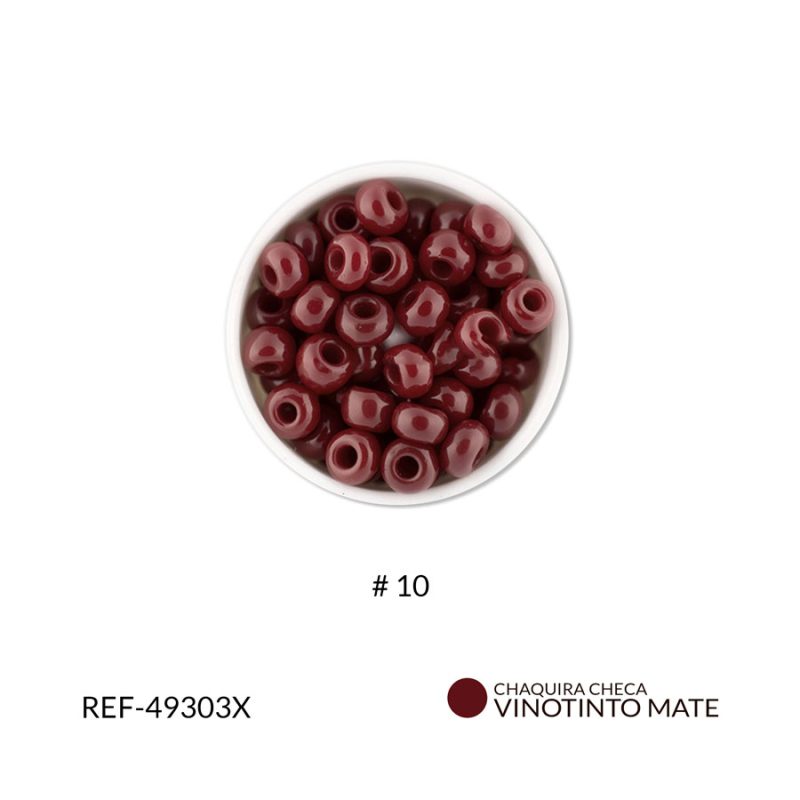 Chaquira checa mate Vinotinto #10 / paquete x 25 gramos / Ref-49303XP
