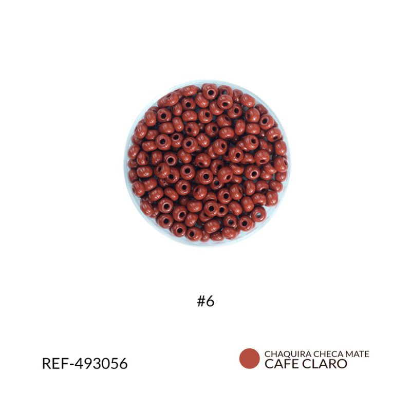Chaquira checa mate cafe claro #6 / paquete x 25 gramos / Ref-493056P