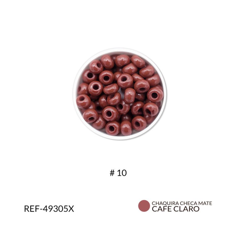 Chaquira checa mate cafe claro #10 / paquete x 25 gramos / REF-49305XP