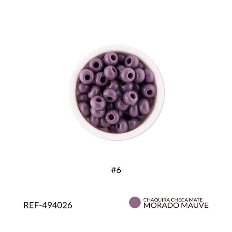 Chaquira checa mate morado mauve #6 / paquete x 25 gramos / REF-494026P