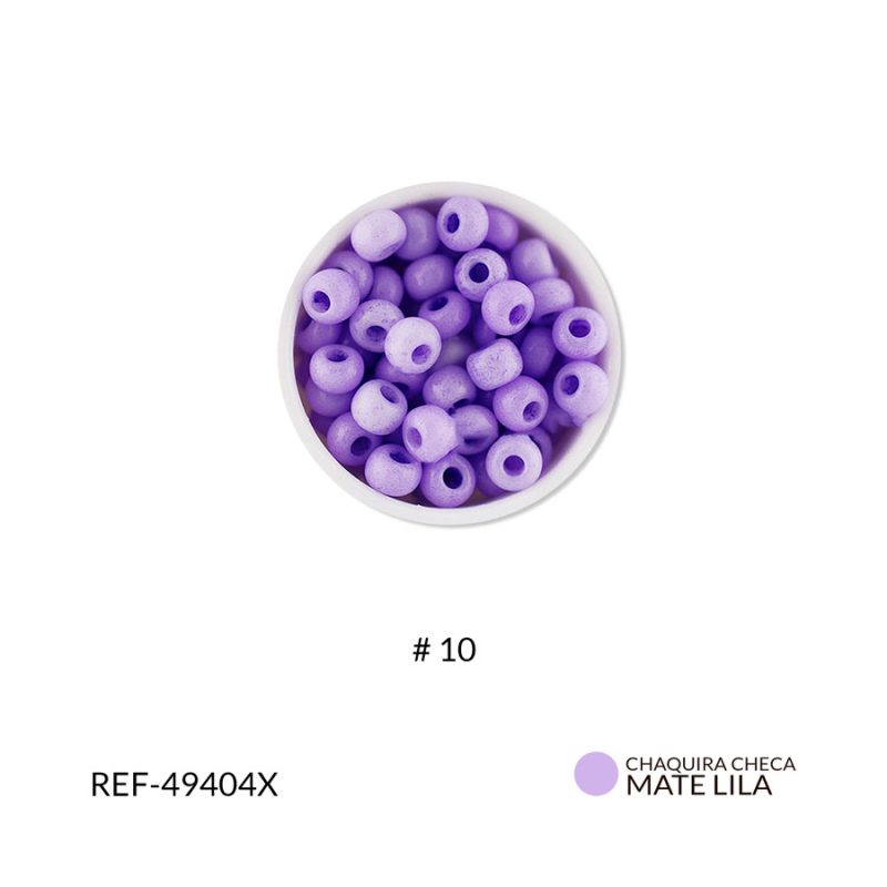 Chaquira checa mate lila #10 / paquete x 25 gramos / REF-49404XP