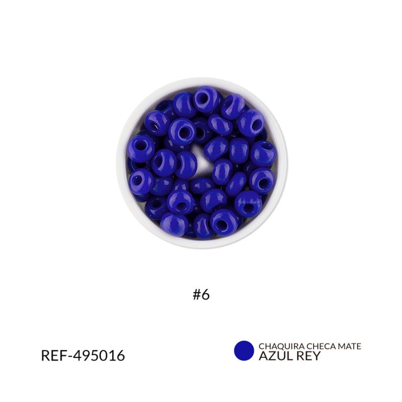 Chaquira checa mate azul rey #6 / paquete x 25 gramos / Ref-495016P