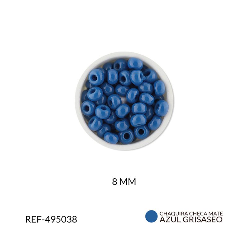 Chaquira checa mate azul grisaseo #8 / paquete x 25 gramos / Ref-495038P