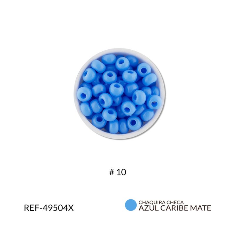 Chaquira checa mate azul caribe #10 / paquete x 25 gramos / Ref-49504XP