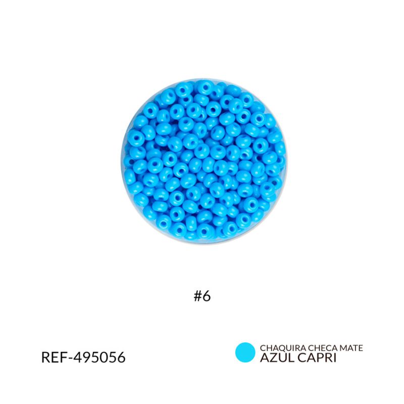 Chaquira checa #6 color azul capri mate / Paquete x 25 gramos / Ref-495056P