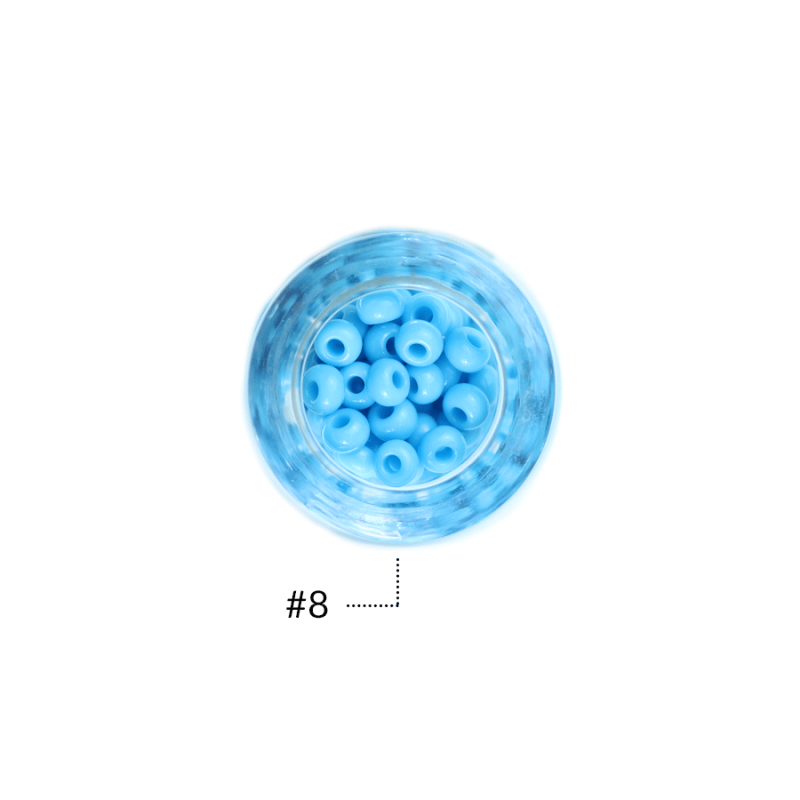 Chaquira checa #8  color azul capri mate / Paquete x 25 gramos / Ref-495058P