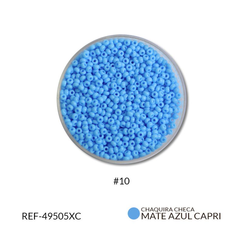Chaquira checa mate azul capri #10 / paquete x 25 gramos / Ref-49505XP