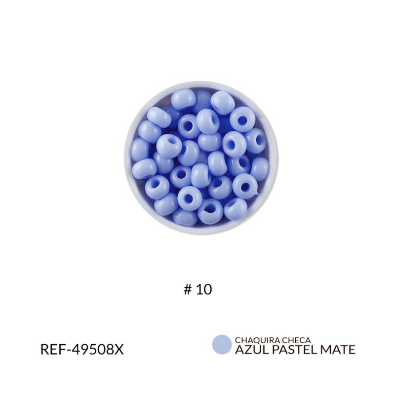 Chaquira checa mate azul pastel #10 / paquete x 25 gramos / Ref-49508XP