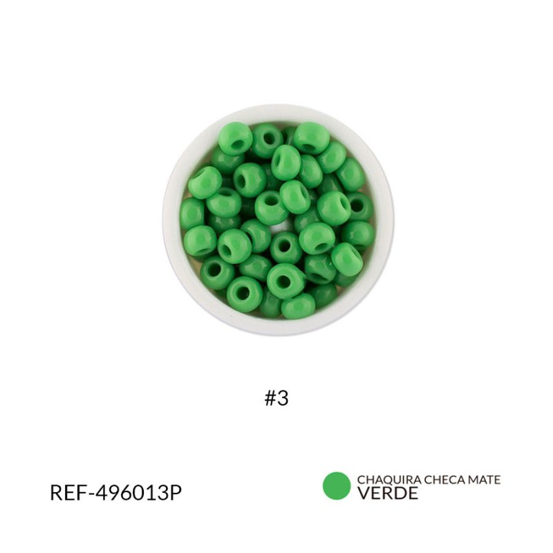 Chaquira checa mate verde #3 / paquete X 25 gramos / REF-496013P