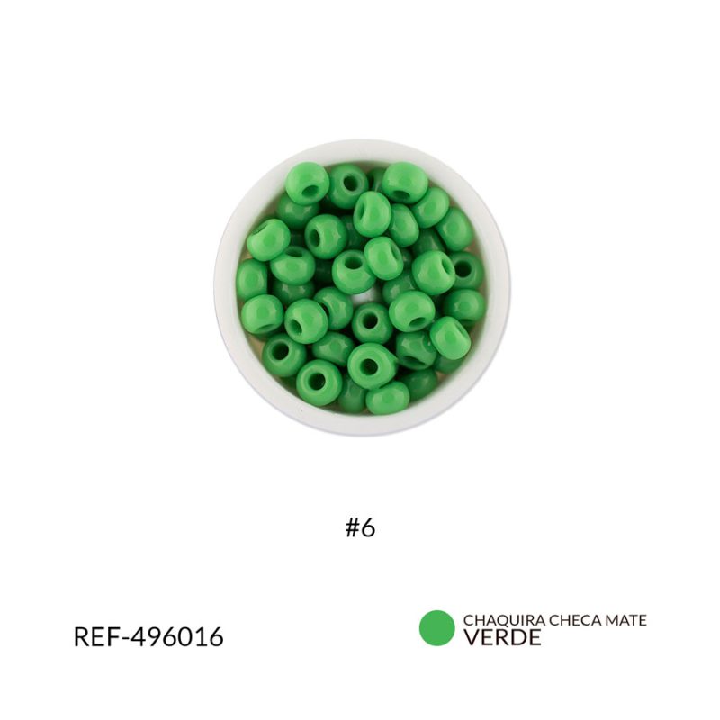 Chaquira checa mate verde #6 / paquete x 25 gramos / Ref-496016P