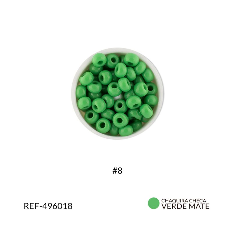 Chaquira checa mate verde #8 / paquete x 25 gramos / Ref-496018P