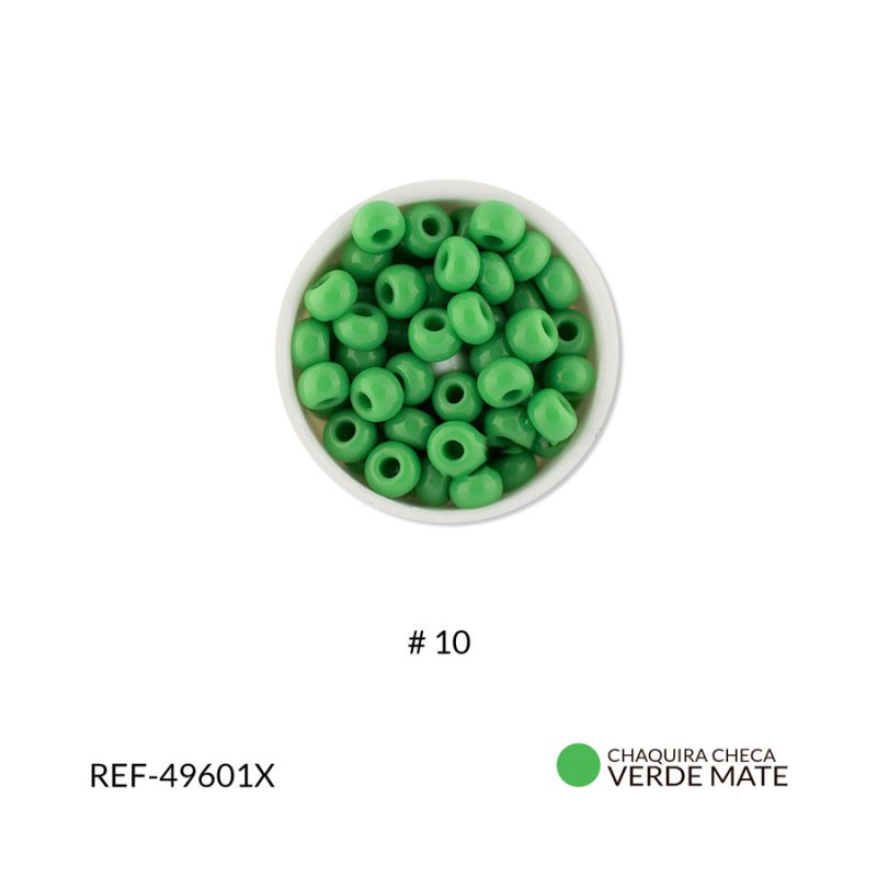 Chaquira checa #10 color verde mate / Paquete x 25 gramos / Ref-49601XP