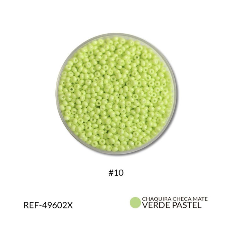 Chaquira checa #10 color verde pastel mate / Paquete x 25 gramos / Ref-49602XP