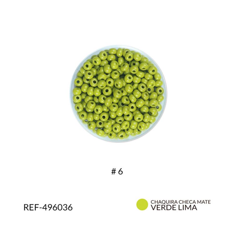Chaquira checa color mate verde oliva #6 / paquete x 25 gramos / Ref-496036P