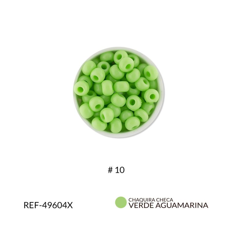 Chaquira checa mate verde lima #10 / paquete x 25 gramos / Ref-49604XP