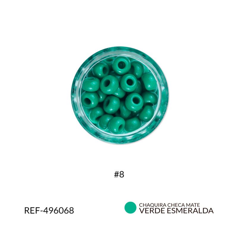 Chaquira checa color mate verde esmeralda #8 / paquete x 25 gramos / Ref-496068P