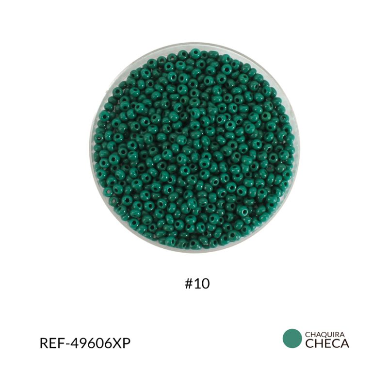 Chaquira checa #10 color verde esmeralda mate / Paquete x 25 gramos / Ref-49606XP