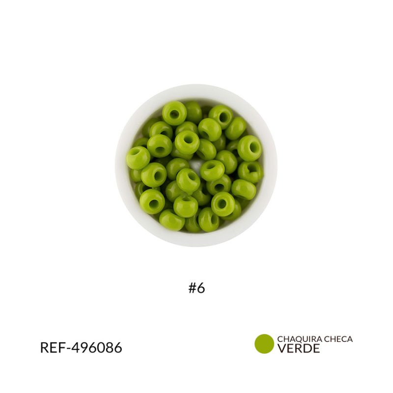 Chaquira checa mate verde oliva #6 / paquete x 25 gramos / Ref-496086P