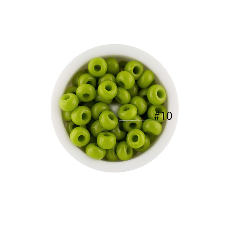 Chaquira checa #10 verde oliva claro mate / paquete x 25 gramos  / Ref-49608XP