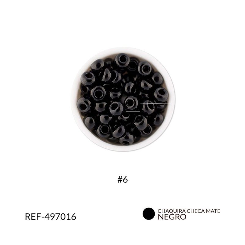 Chaquira checa mate negro #6 / paquete x 25 gramos / Ref-497016