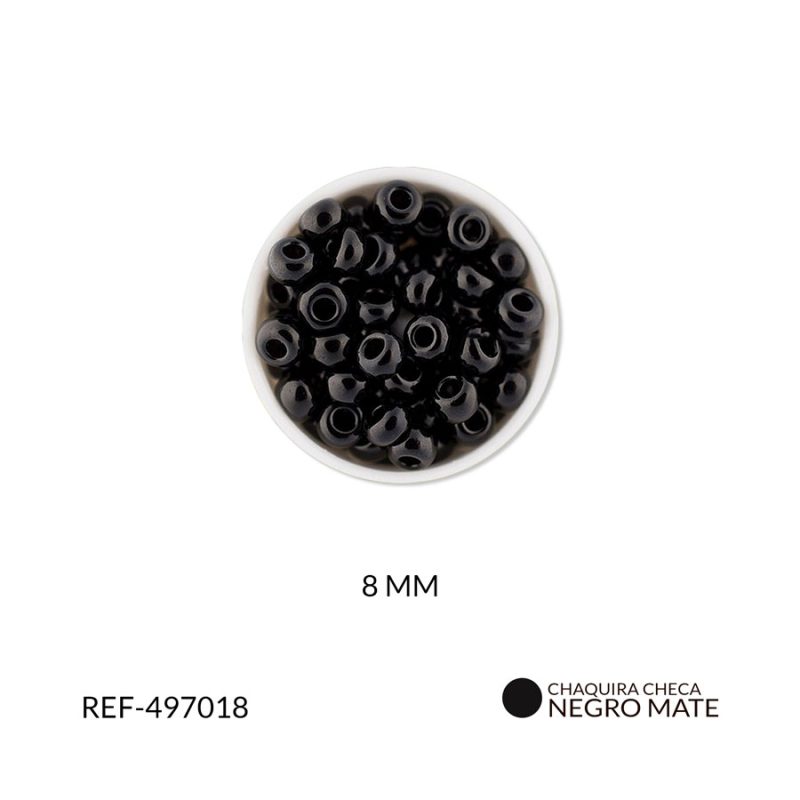 Chaquira checa mate negro #8 / paquete x 25 gramos / Ref-497018P