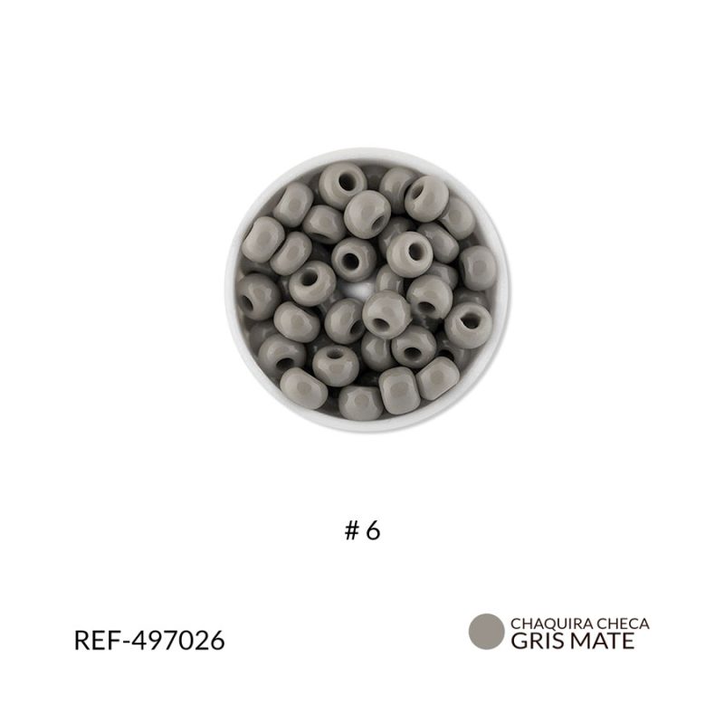 Chaquira checa mate gris #6 / paquete x 25 gramos / Ref-497026P