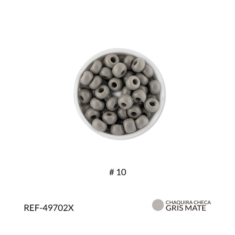 Chaquira checa #10 color gris mate / paquete x 25 gramos / Ref-49702XP