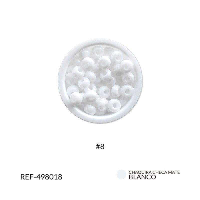 Chaquira checa mate blanco #8 / paquete x 25 gramos / Ref-498018P