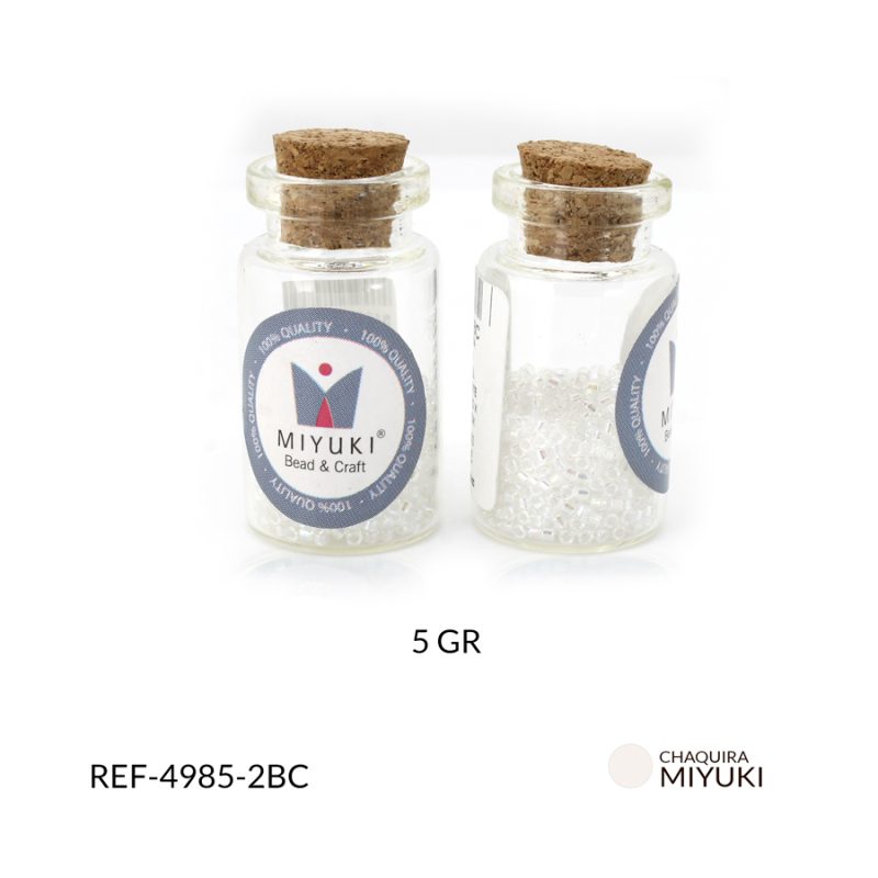 Chaquira miyuki tornasol transparente blanco / x 5 gramos aproximado / Ref-4985-2BC