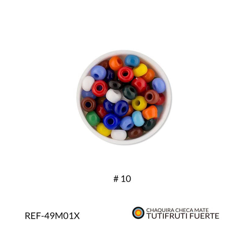 Chaquira checa #10 color tuti fuerte mate / Paquete x 25 gramos / Ref-49M01XP