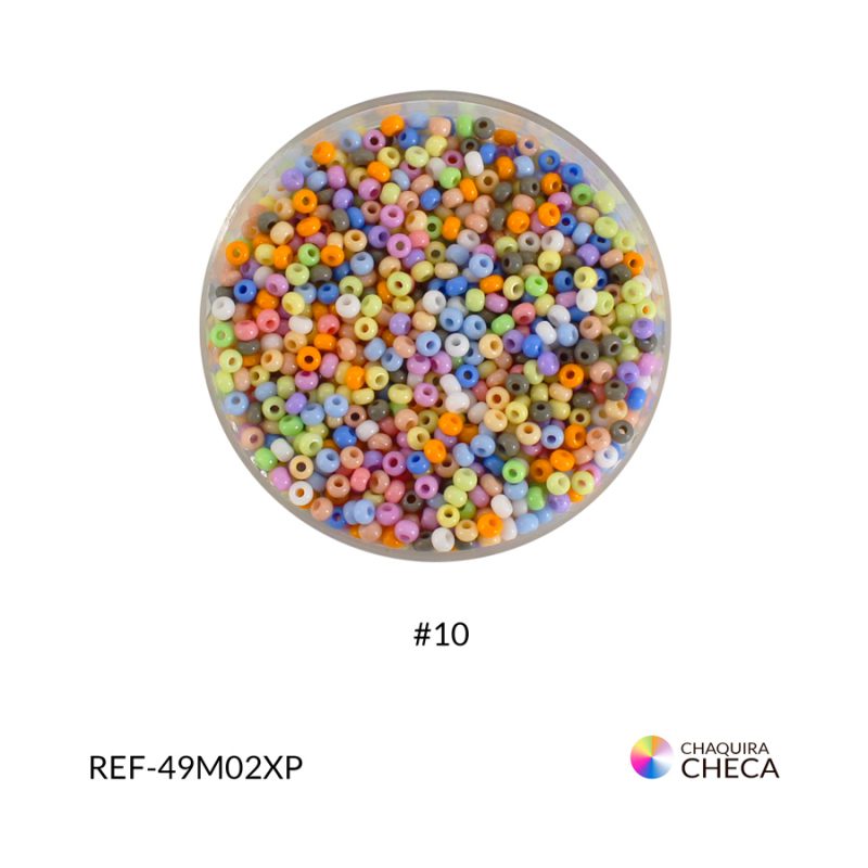 Chaquira checa #10 color pastel mixto / Paquete x 25 gramos / Ref-49M02XP