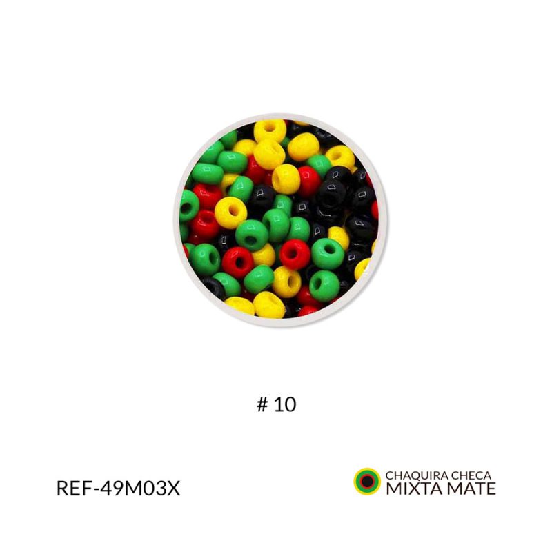 Chaquira checa mate mixto rasta #10 / paquetes x 25 gramos / Ref-49M03XP