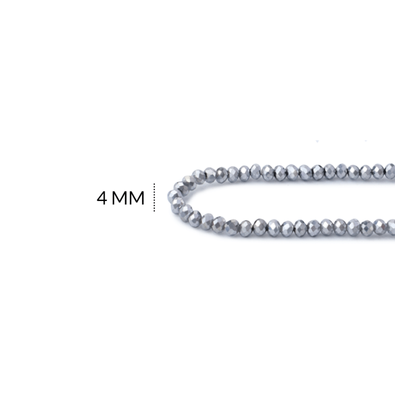 Rondela metalizado plateado 4mm / x sarta / Ref-4R162 / Ref-4R162