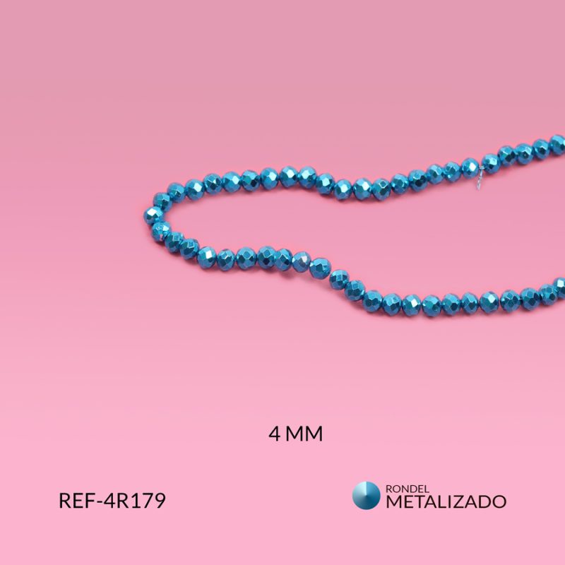 Rondel metalizado azul zafiro 4mm / x sarta / Ref-4R179 / Ref-4R179