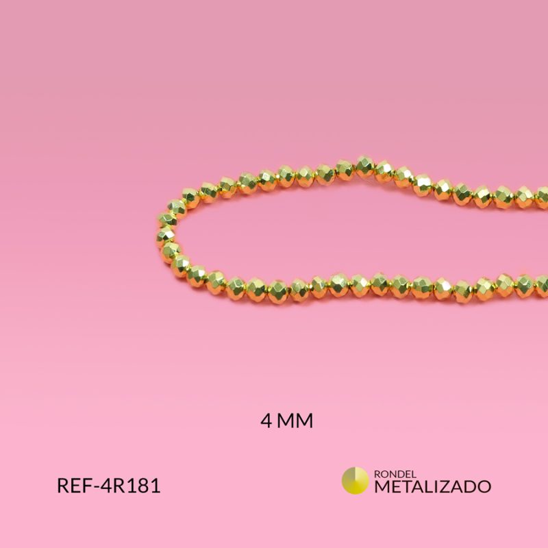 Rondel metalizado dorado 4mm / x sarta/ Ref-4R181 / Ref-4R181