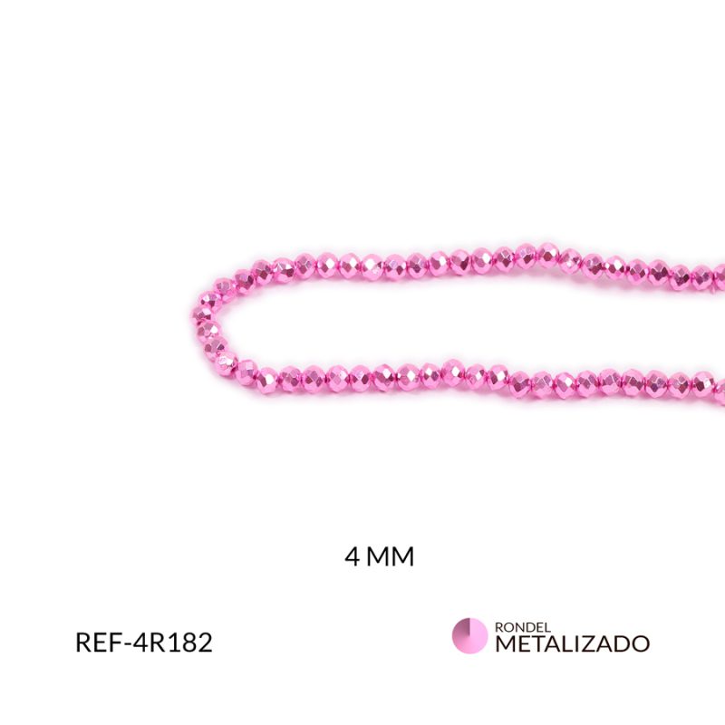 Rondel metalizado fucsia claro 4mm / x sarta / Ref-4R182 / Ref-4R182